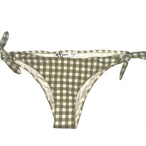NWT Mango MNG Side Tie Gingham Green White Bikini Bottom